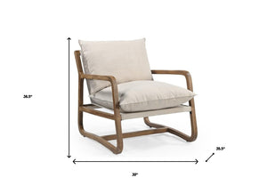 Homeroots 30" Elegant Beige Linen Arm Chair With Solid Wood Frame, Cozy Cushions & Chic Design For Any Space   588330