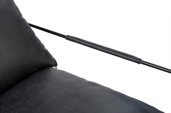 Homeroots 28" Black Genuine Leather Distressed Arm Chair - Stylish Comfort For Living Room Or Office Spaces   588331