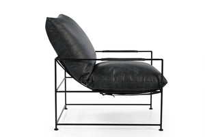 Homeroots 28" Black Genuine Leather Distressed Arm Chair - Stylish Comfort For Living Room Or Office Spaces   588331