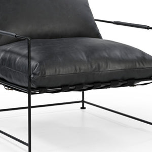 Homeroots 28" Black Genuine Leather Distressed Arm Chair - Stylish Comfort For Living Room Or Office Spaces   588331