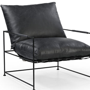 Homeroots 28" Black Genuine Leather Distressed Arm Chair - Stylish Comfort For Living Room Or Office Spaces   588331