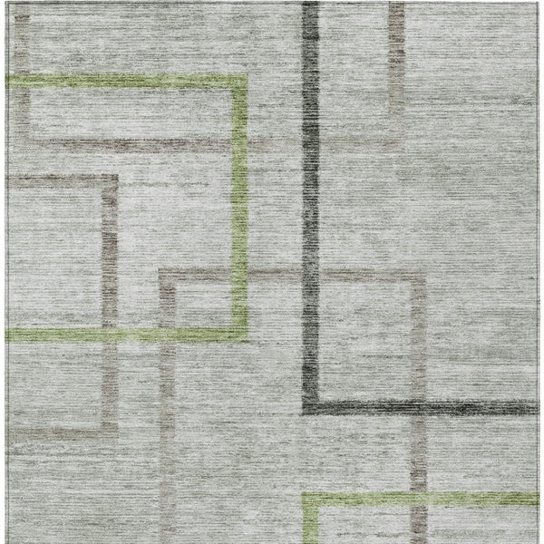 Homeroots 3' Geometric Washable Indoor Outdoor Area Rug In Green And Charcoal – Stylish, Durable Design 3' X 5' Polyester 588332