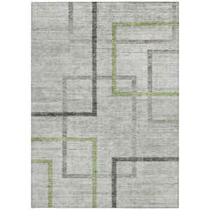 Homeroots 3' Geometric Washable Indoor Outdoor Area Rug In Green And Charcoal – Stylish, Durable Design 5' X 8' Polyester 588333