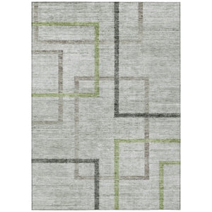 HomeRoots 5' Modern Geometric Area Rug in Green and Charcoal - Stylish, Washable, Durable for Indoor & Outdoor Use 5' X 8' 588333