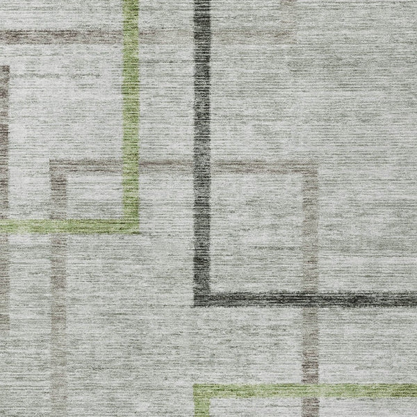 Homeroots 3' Geometric Washable Indoor Outdoor Area Rug In Green And Charcoal – Stylish, Durable Design 5' X 8' Polyester 588333