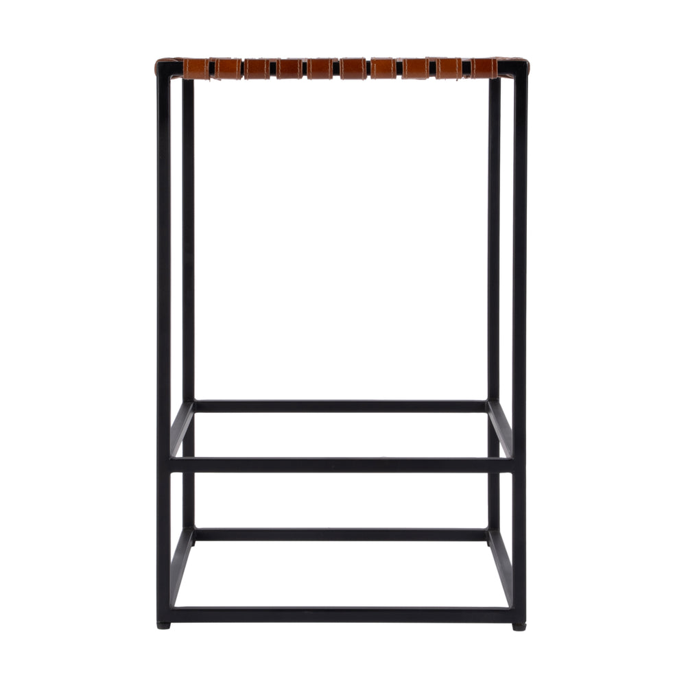 Butler Specialty Butler Low Profile Leather & Iron Backless Counter Stool – Stylish Comfort For Kitchen & Bar Use Brown Iron,Leather 5883344-butler