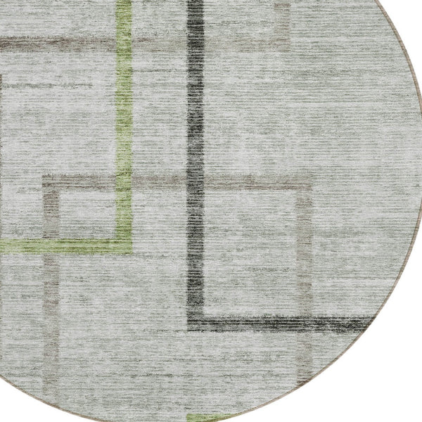 Homeroots 3' Geometric Washable Indoor Outdoor Area Rug In Green And Charcoal – Stylish, Durable Design 8' Round Polyester 588334