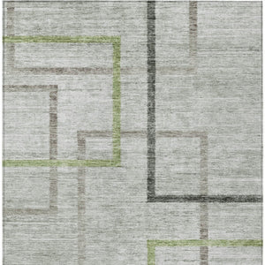 Homeroots 3' Geometric Washable Indoor Outdoor Area Rug In Green And Charcoal – Stylish, Durable Design 9' X 12' Polyester 588336