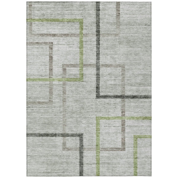 HomeRoots 9' Modern Geometric Green and Charcoal Area Rug for Indoor and Outdoor Spaces with Easy Care Design 9' X 12' 588336