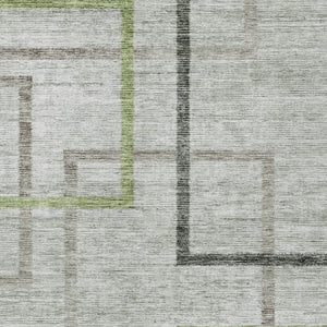 Homeroots 3' Geometric Washable Indoor Outdoor Area Rug In Green And Charcoal – Stylish, Durable Design 9' X 12' Polyester 588336