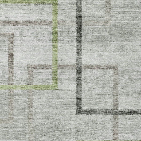 Homeroots 3' Geometric Washable Indoor Outdoor Area Rug In Green And Charcoal – Stylish, Durable Design 9' X 12' Polyester 588336