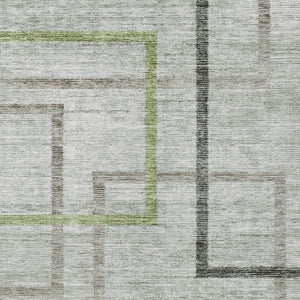 Homeroots 3' Geometric Washable Indoor Outdoor Area Rug In Green And Charcoal – Stylish, Durable Design 10' X 14' Polyester 588337