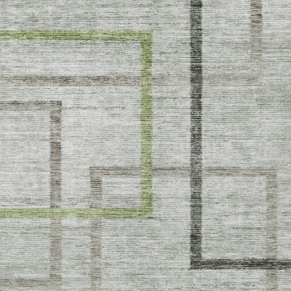 Homeroots 3' Geometric Washable Indoor Outdoor Area Rug In Green And Charcoal – Stylish, Durable Design 10' X 14' Polyester 588337
