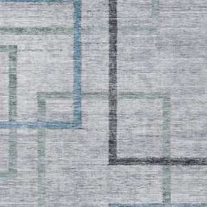 Homeroots 3' Geometric Washable Indoor Outdoor Area Rug In Green And Charcoal – Stylish, Durable Design 3' X 5' Polyester 588338