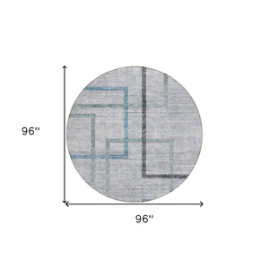 Homeroots 3' Geometric Washable Indoor Outdoor Area Rug In Green And Charcoal – Stylish, Durable Design 8' Round Polyester 588340