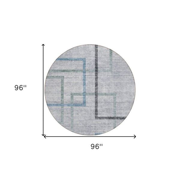 Homeroots 3' Geometric Washable Indoor Outdoor Area Rug In Green And Charcoal – Stylish, Durable Design 8' Round Polyester 588340