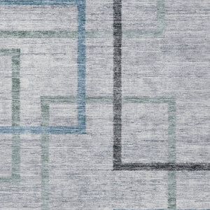 Homeroots 3' Geometric Washable Indoor Outdoor Area Rug In Green And Charcoal – Stylish, Durable Design 8' X 10' Polyester 588341