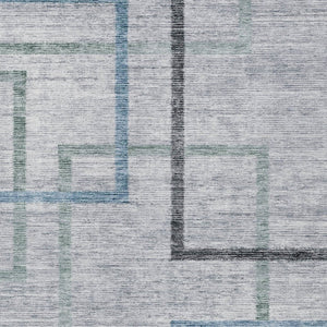 Homeroots 3' Geometric Washable Indoor Outdoor Area Rug In Green And Charcoal – Stylish, Durable Design 9' X 12' Polyester 588342