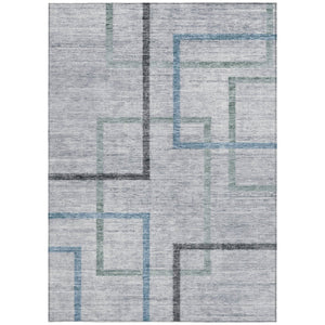 Homeroots 3' Geometric Washable Indoor Outdoor Area Rug In Green And Charcoal – Stylish, Durable Design 10' X 14' Polyester 588343