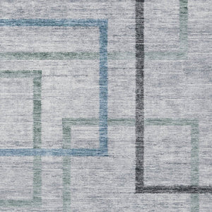 Homeroots 3' Geometric Washable Indoor Outdoor Area Rug In Green And Charcoal – Stylish, Durable Design 10' X 14' Polyester 588343