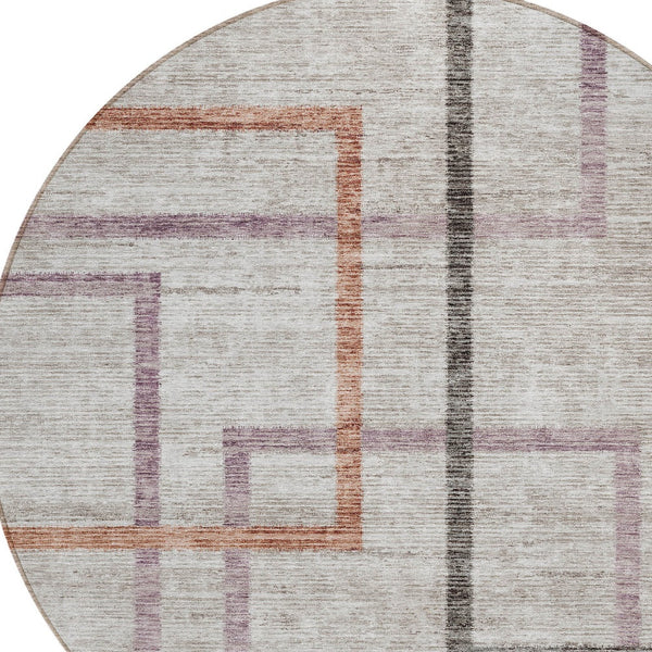 Homeroots 3' Geometric Washable Indoor Outdoor Area Rug In Green And Charcoal – Stylish, Durable Design 8' Round Polyester 588346