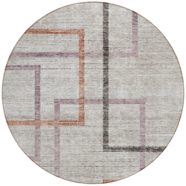 Homeroots 3' Geometric Washable Indoor Outdoor Area Rug In Green And Charcoal – Stylish, Durable Design 8' Round Polyester 588346