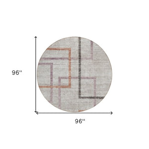 Homeroots 3' Geometric Washable Indoor Outdoor Area Rug In Green And Charcoal – Stylish, Durable Design 8' Round Polyester 588346