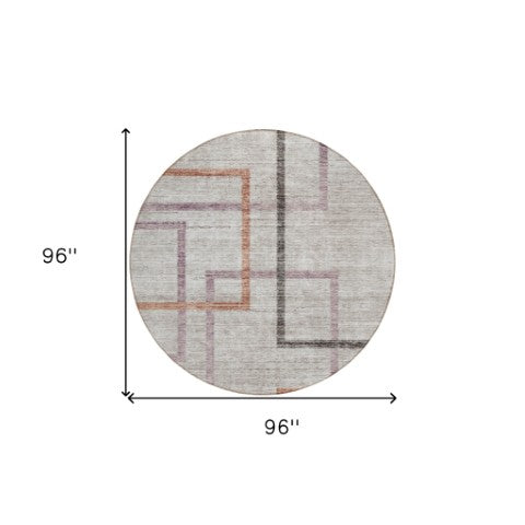 Homeroots 3' Geometric Washable Indoor Outdoor Area Rug In Green And Charcoal – Stylish, Durable Design 8' Round Polyester 588346