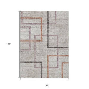 Homeroots 3' Geometric Washable Indoor Outdoor Area Rug In Green And Charcoal – Stylish, Durable Design 8' X 10' Polyester 588347