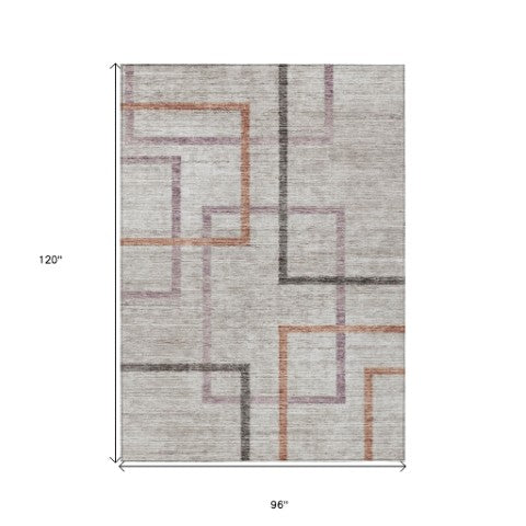 Homeroots 3' Geometric Washable Indoor Outdoor Area Rug In Green And Charcoal – Stylish, Durable Design 8' X 10' Polyester 588347