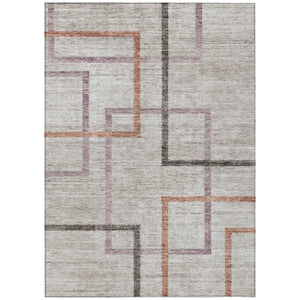HomeRoots 9' Stylish Taupe Charcoal and Copper Geometric Washable Area Rug for Indoor and Outdoor Spaces 9' X 12' 588348