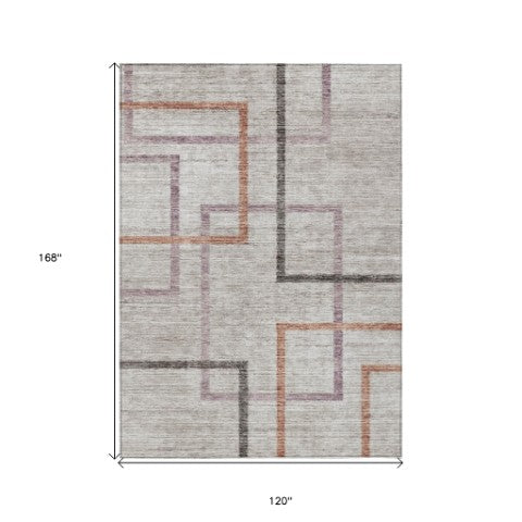 Homeroots 3' Geometric Washable Indoor Outdoor Area Rug In Green And Charcoal – Stylish, Durable Design 10' X 14' Polyester 588349