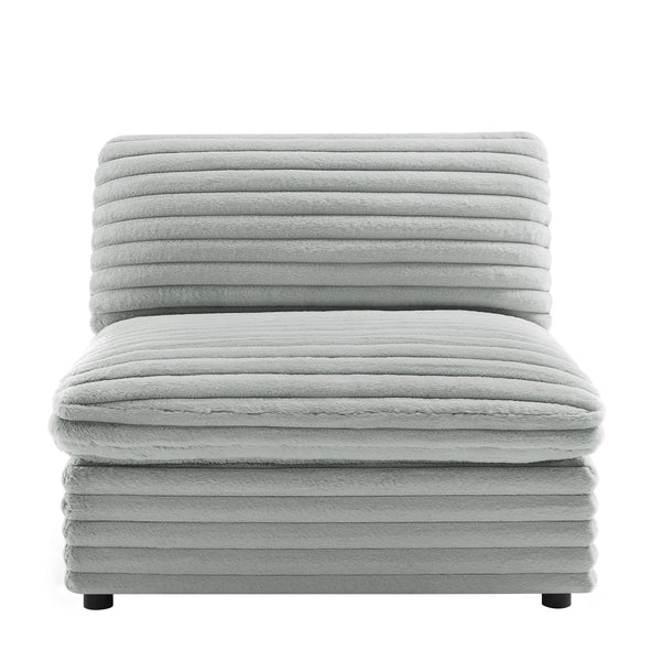 English Elm Jenny Plush 5-Piece Modular Sectional in Gray Cord-Like Fabric — Ultra-Soft, Reversible Cushions, Configurable Comfort 41x41x35 B050S00021