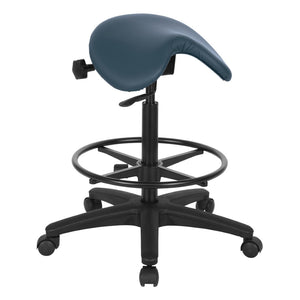 OSP Home Furnishings Backless Saddle Stool Ergonomic Pneumatic Height Adjustable Office Studio Task Seating Dillon Blue ST205-R105