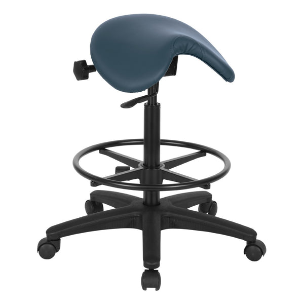 OSP Home Furnishings Backless Saddle Stool Ergonomic Pneumatic Height Adjustable Office Studio Task Seating Dillon Blue ST205-R105