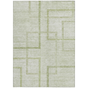 Homeroots 3' Artichoke Green Geometric Washable Area Rug - Stylish Indoor/Outdoor Accent For Any Space 3' X 5' Polyester 588388