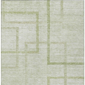 Homeroots 3' Artichoke Green Geometric Washable Area Rug - Stylish Indoor/Outdoor Accent For Any Space 5' X 8' Polyester 588389