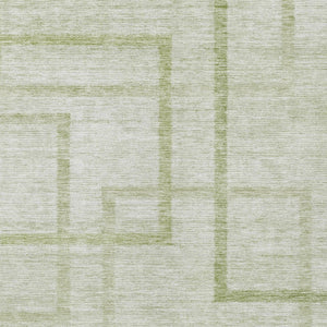 Homeroots 3' Artichoke Green Geometric Washable Area Rug - Stylish Indoor/Outdoor Accent For Any Space 5' X 8' Polyester 588389