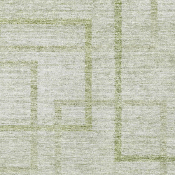Homeroots 3' Artichoke Green Geometric Washable Area Rug - Stylish Indoor/Outdoor Accent For Any Space 5' X 8' Polyester 588389