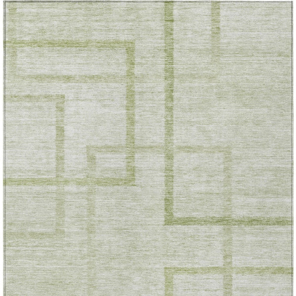 Homeroots 3' Artichoke Green Geometric Washable Area Rug - Stylish Indoor/Outdoor Accent For Any Space 9' X 12' Polyester 588392