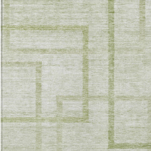 Homeroots 3' Artichoke Green Geometric Washable Area Rug - Stylish Indoor/Outdoor Accent For Any Space 9' X 12' Polyester 588392