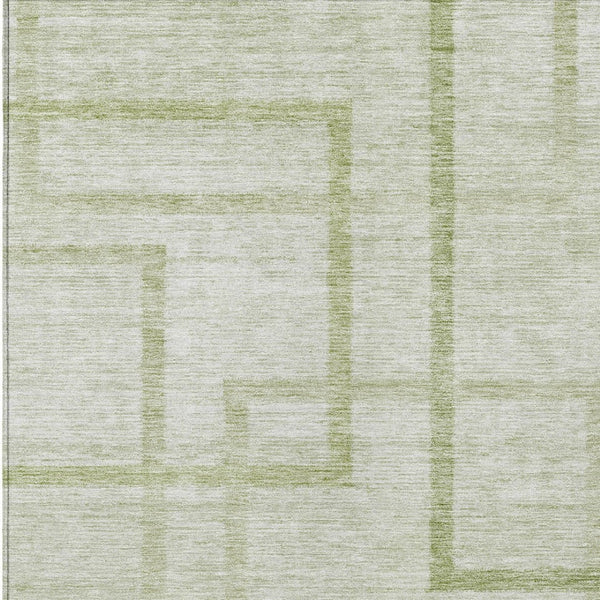 Homeroots 3' Artichoke Green Geometric Washable Area Rug - Stylish Indoor/Outdoor Accent For Any Space 9' X 12' Polyester 588392