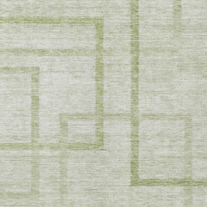 Homeroots 3' Artichoke Green Geometric Washable Area Rug - Stylish Indoor/Outdoor Accent For Any Space 10' X 14' Polyester 588393