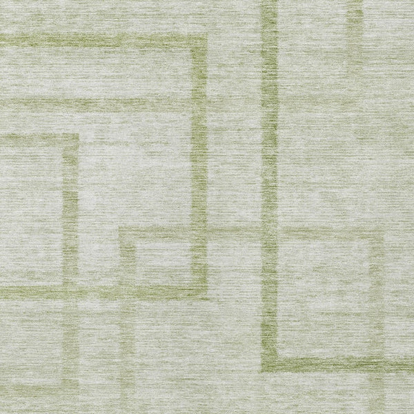 Homeroots 3' Artichoke Green Geometric Washable Area Rug - Stylish Indoor/Outdoor Accent For Any Space 10' X 14' Polyester 588393