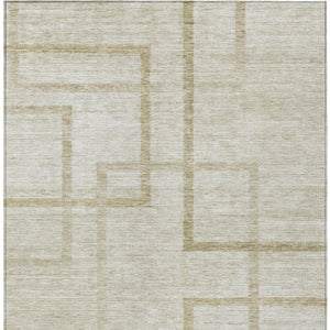 Homeroots 3' Artichoke Green Geometric Washable Area Rug - Stylish Indoor/Outdoor Accent For Any Space 3' X 5' Polyester 588394