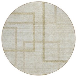 HomeRoots 5' Geometric Beige and Taupe Area Rug – Stylish, Washable Design for Indoor and Outdoor Spaces 8' Round 588396