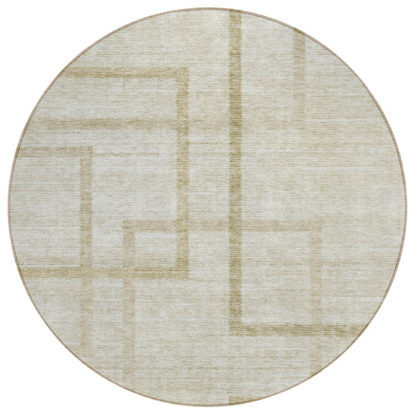 HomeRoots 5' Geometric Beige and Taupe Area Rug – Stylish, Washable Design for Indoor and Outdoor Spaces 8' Round 588396