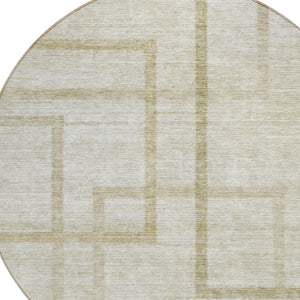 Homeroots 3' Artichoke Green Geometric Washable Area Rug - Stylish Indoor/Outdoor Accent For Any Space 8' Round Polyester 588396