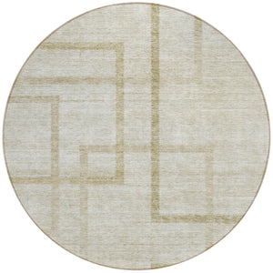 Homeroots 3' Artichoke Green Geometric Washable Area Rug - Stylish Indoor/Outdoor Accent For Any Space 8' Round Polyester 588396