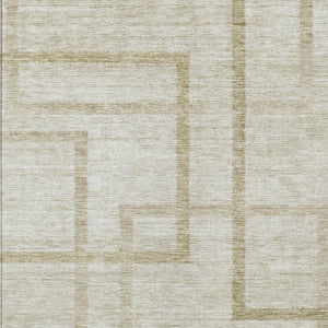 Homeroots 3' Artichoke Green Geometric Washable Area Rug - Stylish Indoor/Outdoor Accent For Any Space 9' X 12' Polyester 588398